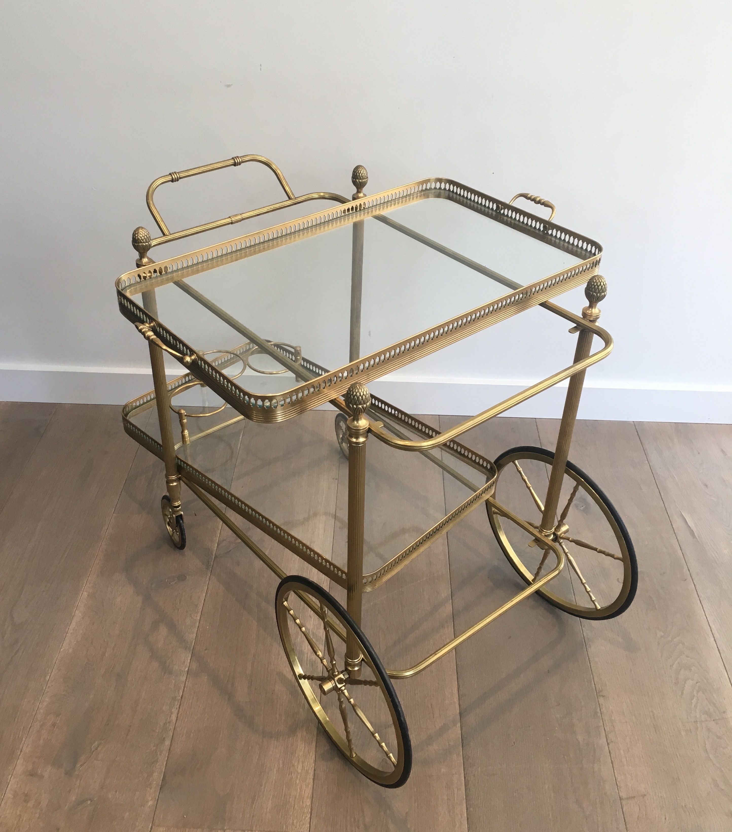 Neoclassical brass rolling table from Maison Baguès