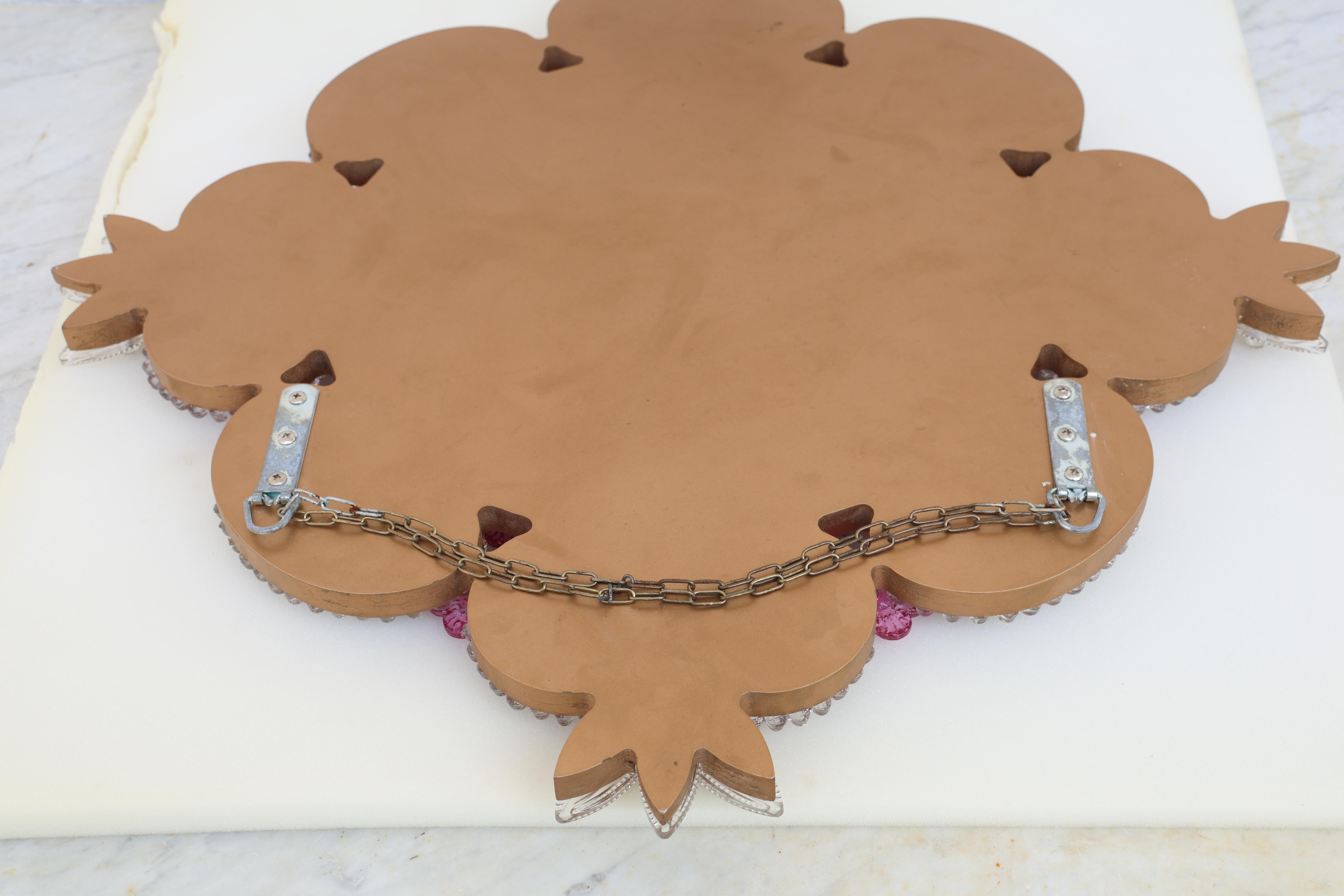 Exceptional Vintage Pink Murano Glass Wall Mirror