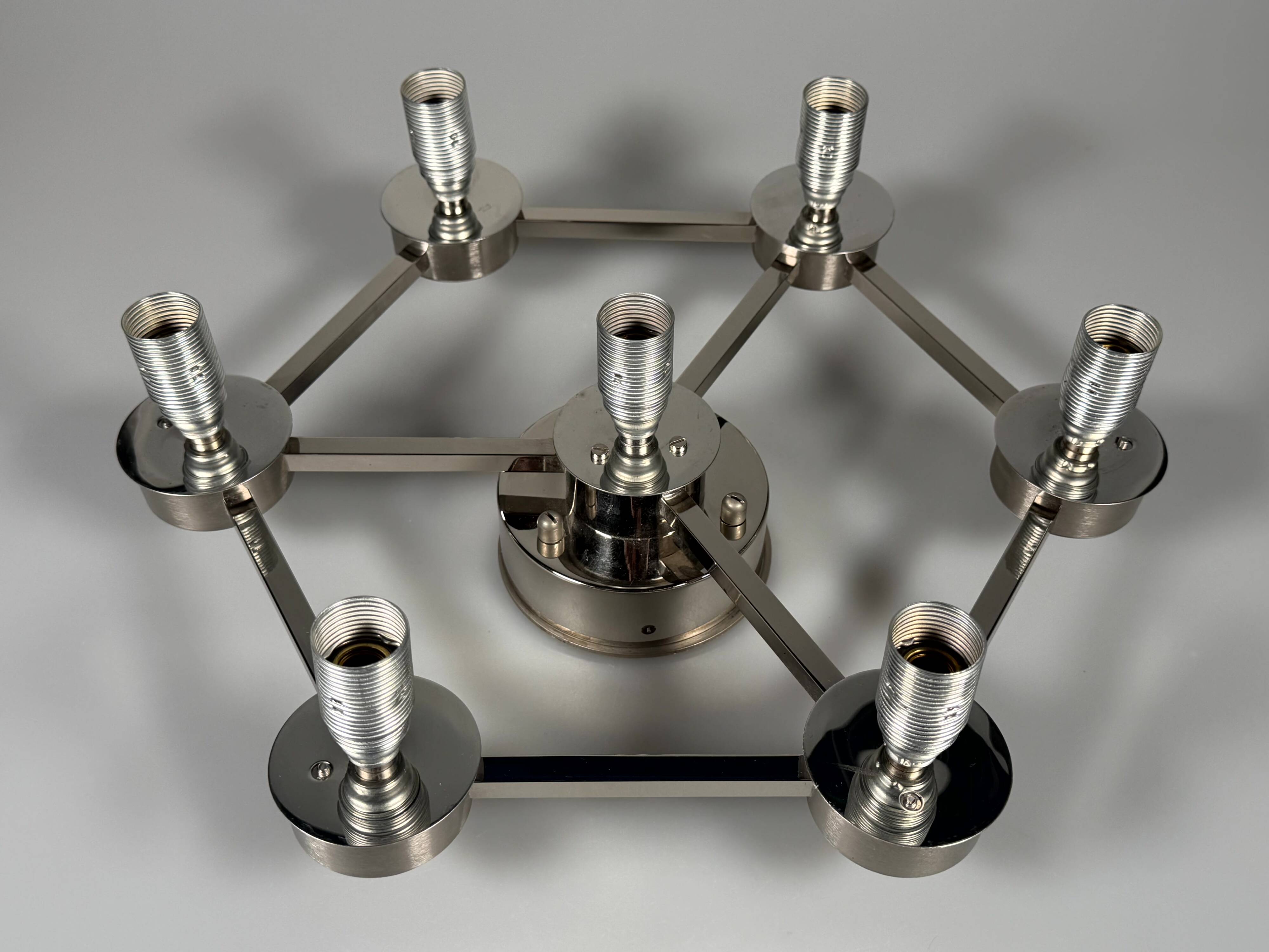 1960s 1970s Ceiling or Wall Lamp German Ice Glass Space Age Design
