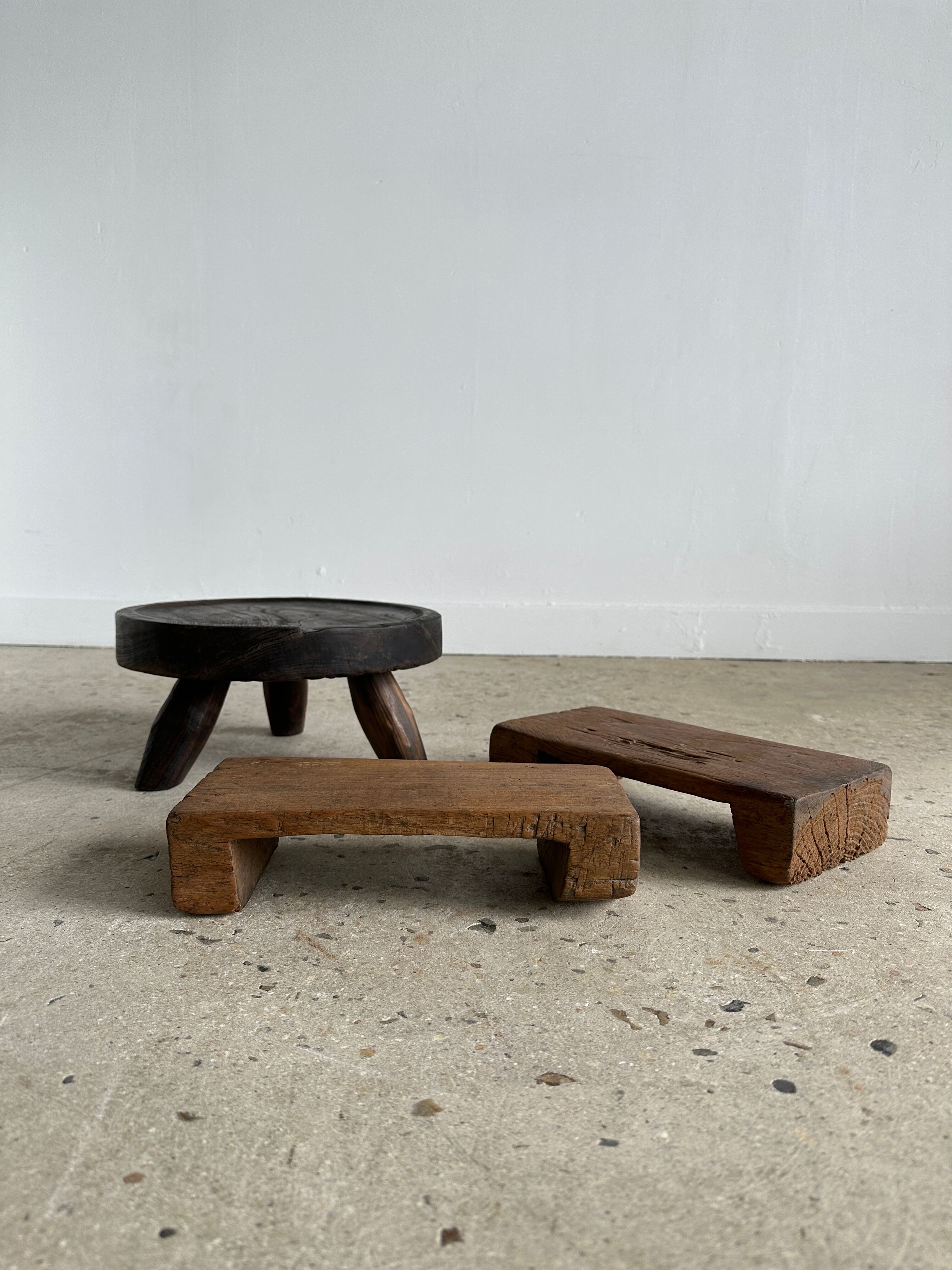 Mini Asian teak side stool blonde