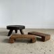 Tabouret d'appoint en teck asiatique blond