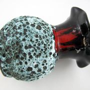 Small corolla vase in black, red and white Fat Lava ceramic - Panassidi Vallauris France - vintage
