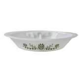 Plat four creux glasbake usa compartimenté 2 parties vintage vert marguerite