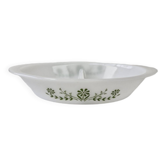Glasbake usa hollow oven dish compartmented 2 parts vintage daisy green