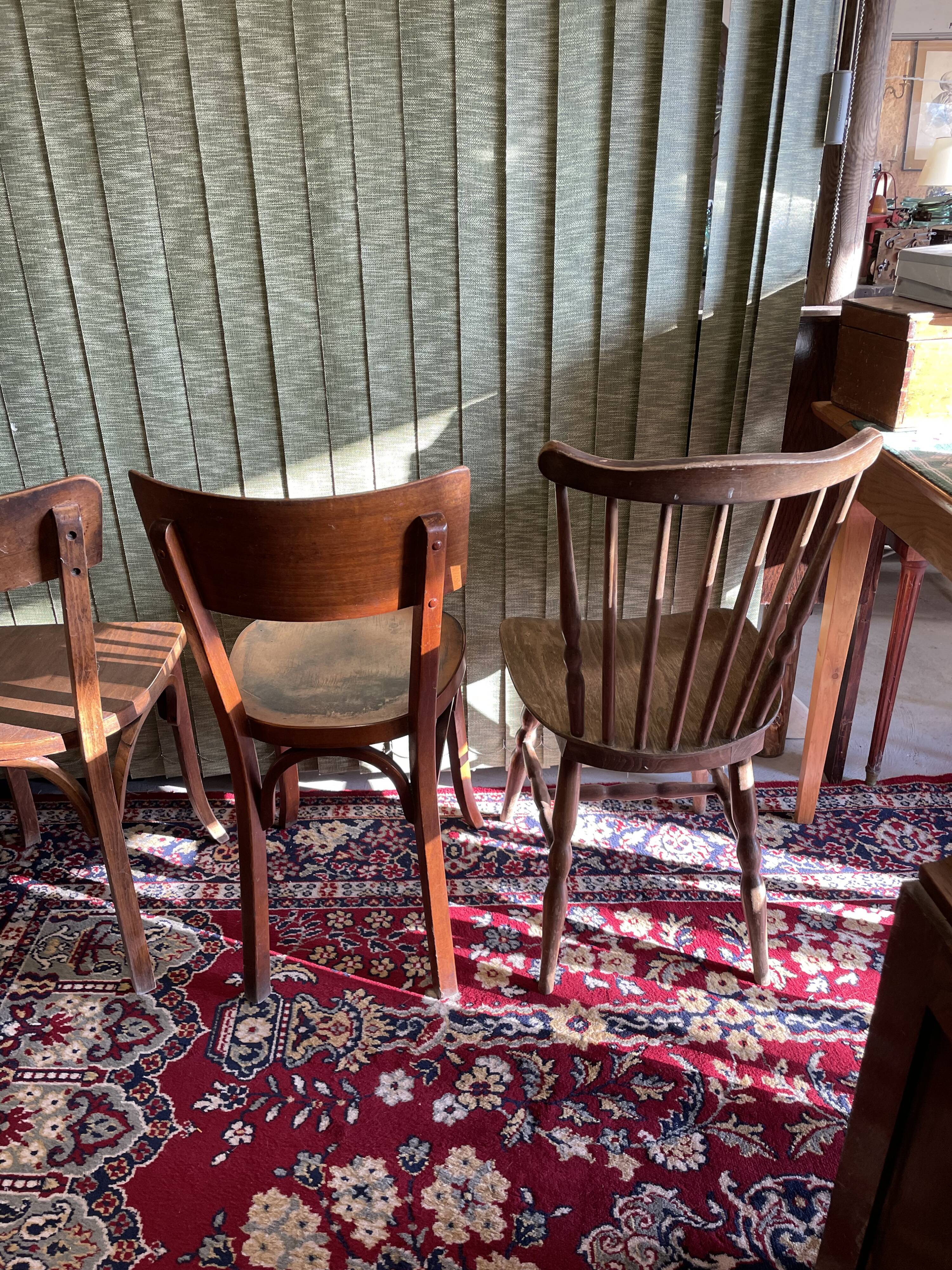 Set 4 vintage mismatched bistro chairs 50