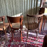Set 4 vintage mismatched bistro chairs 50
