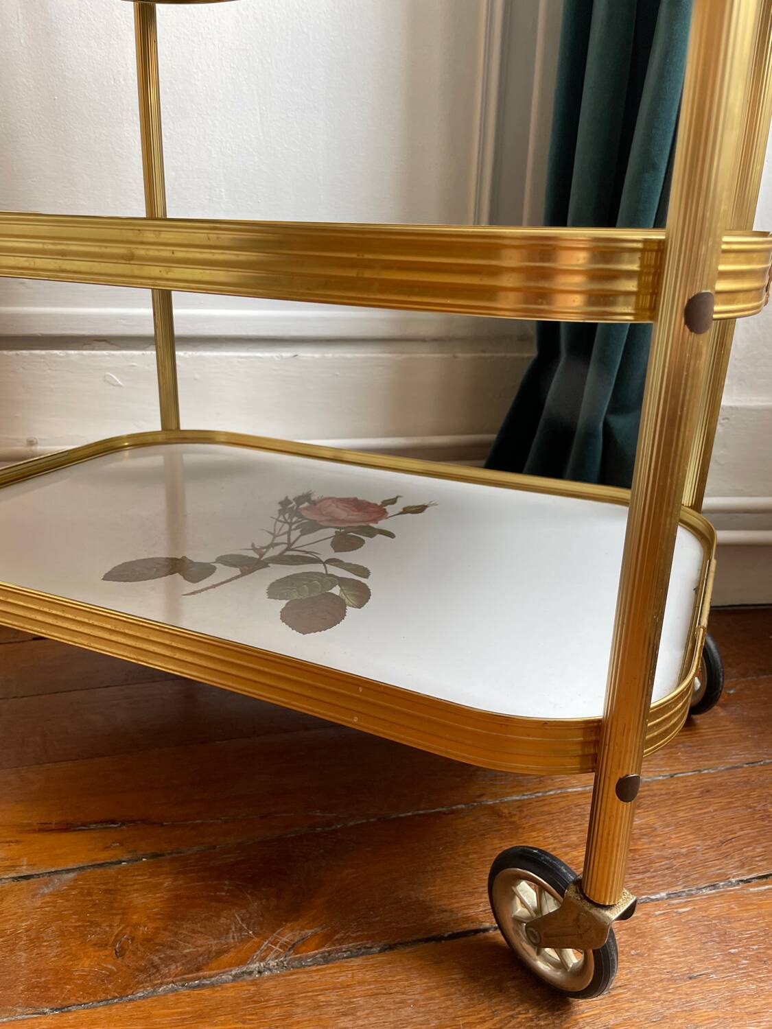 Golden trolley on wheels