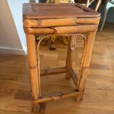Vintage bamboo and rattan stool