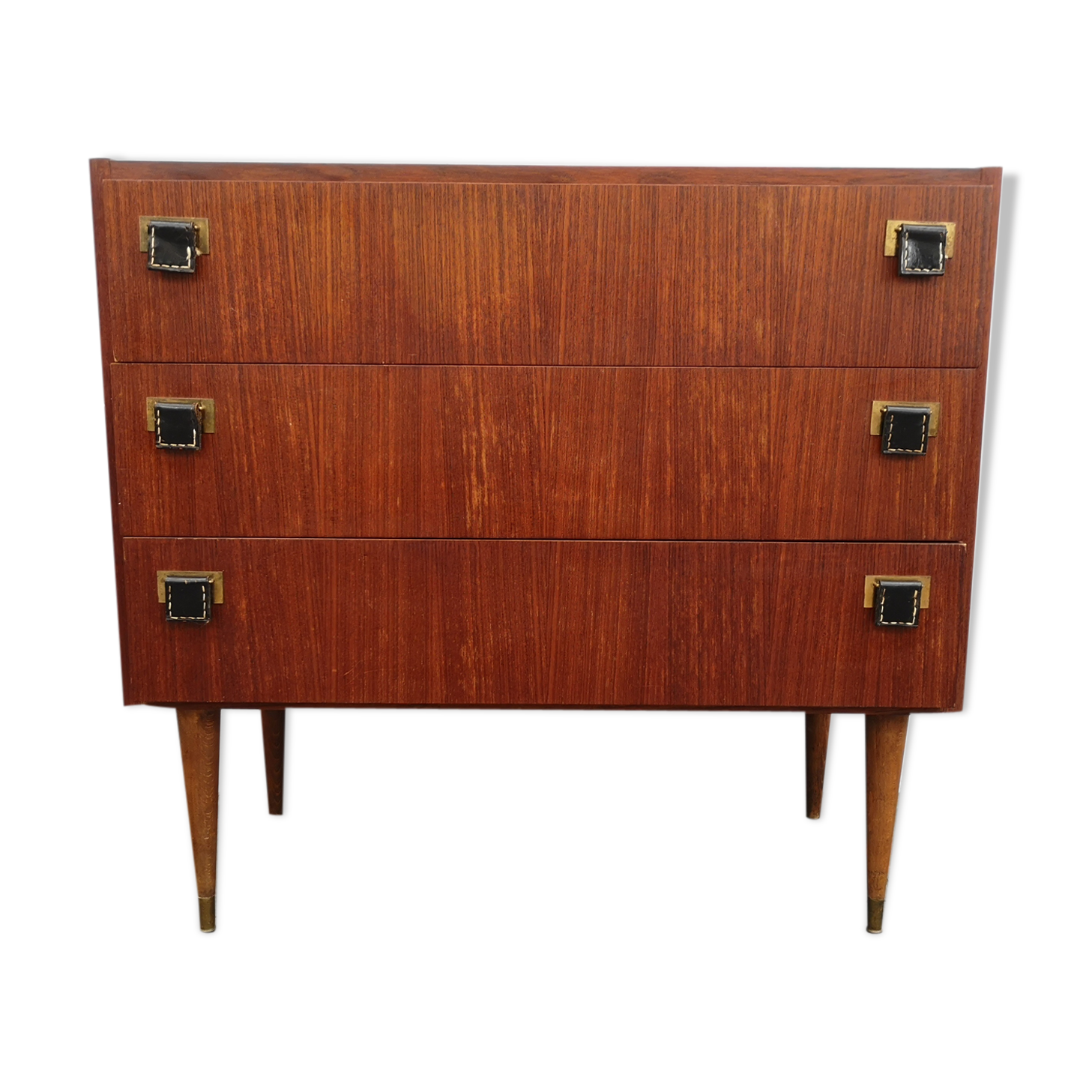 Commode vintage trois tiroirs pieds compas
