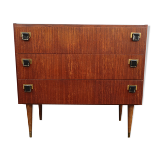 Commode vintage trois tiroirs pieds compas