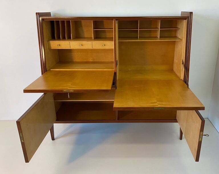 Italian Mahogany Secretaire Cabinet, 1950s