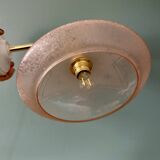Vintage pink frosted glass wall lamp with elbow arm