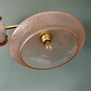 Vintage pink frosted glass wall lamp with elbow arm