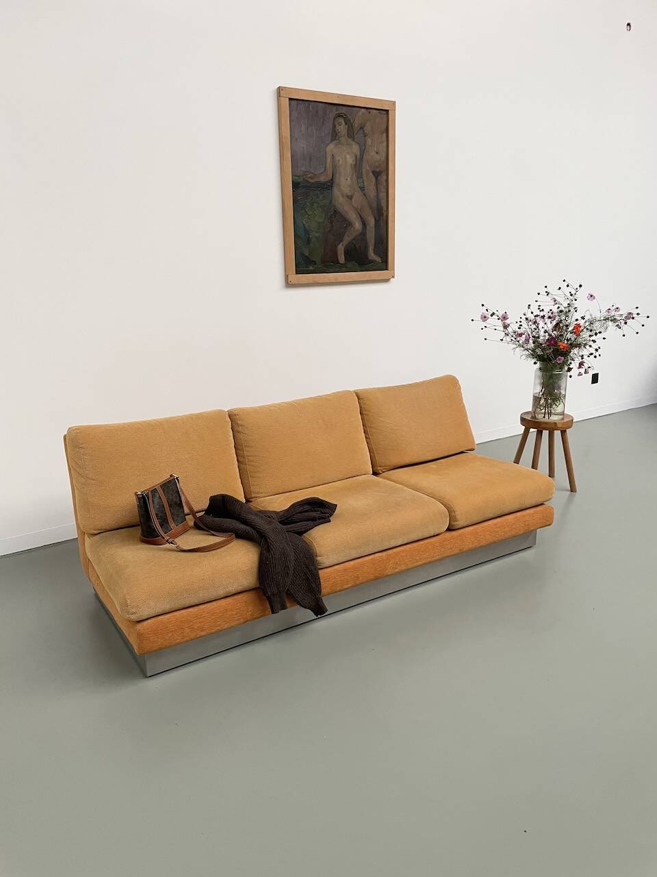 Jacques Charpentier 3-seater stainless steel sofa