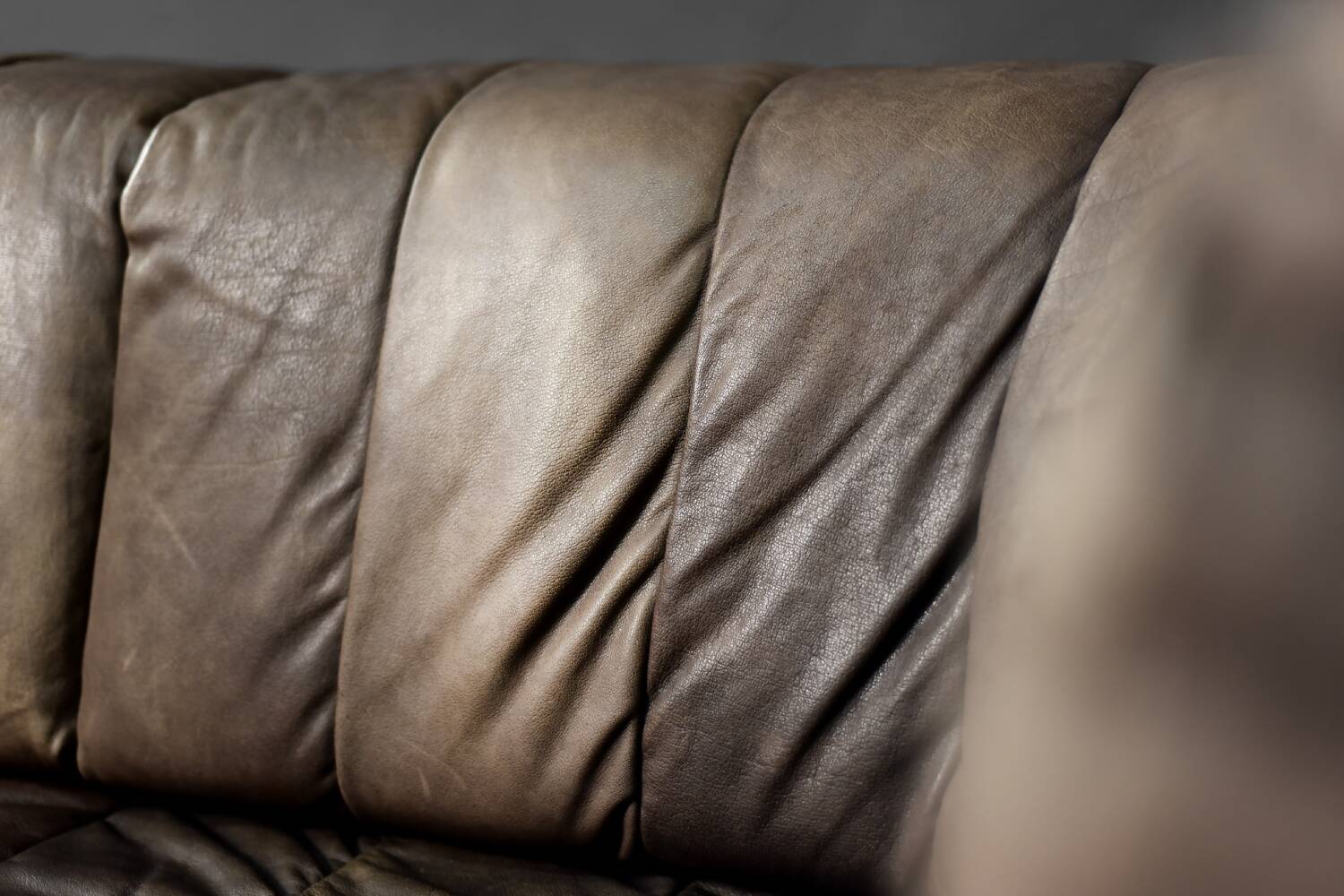 Vintage Mid-Century Modern German Brutalist 2-Seater Brown Leather Bed Sofa