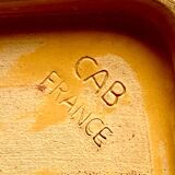 CAB turquoise and ochre ceramic dish with handles