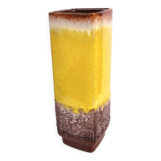 Strehla Vase 1224/24 – Germany, 1970s, fat lava, yellow glaze