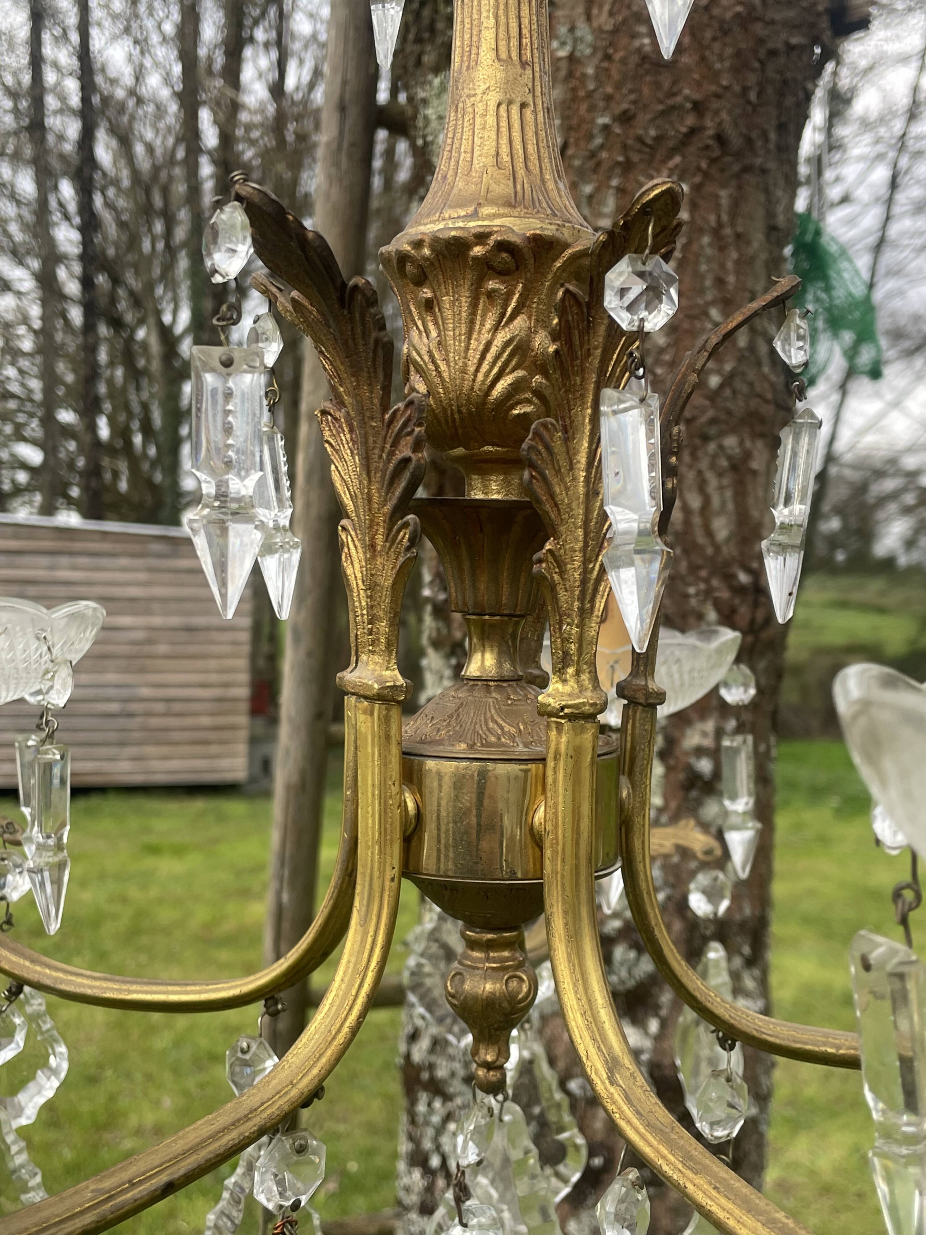 5-light bronze chandelier with glass tassels