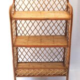 Rattan cross-braced bookcase shelf