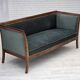 1950s, Danish 3-seater sofa, green/blue furniture velour, ash wood.