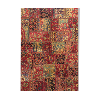 Vintage persian patchwork rug handwoven oriental wool living area rug- 179x245cm