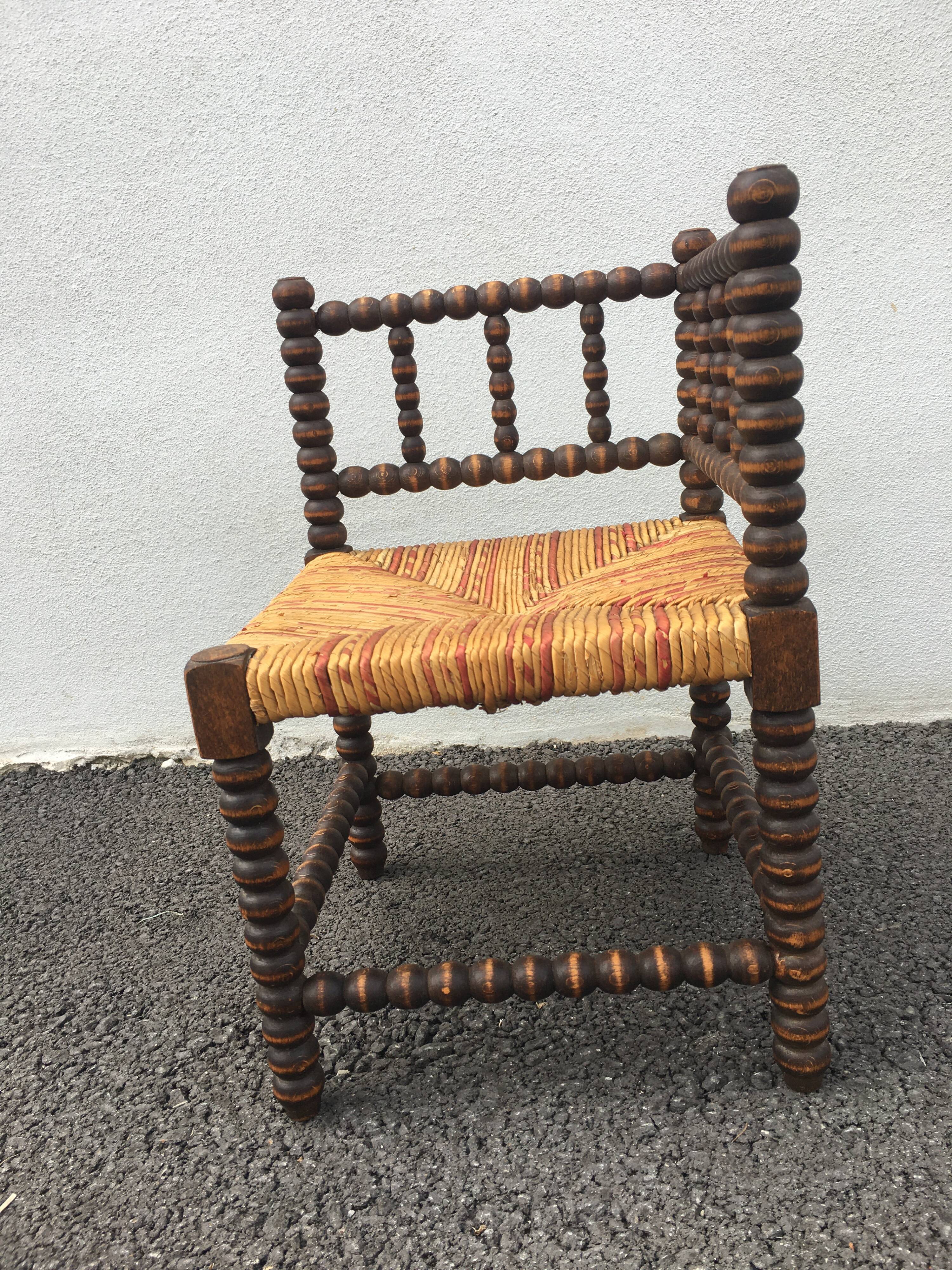 Straw corner chair for children