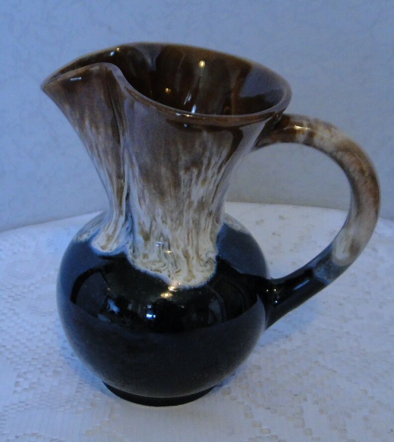 Blue, grey and brown flame stoneware jug