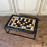 Coffee table, marble samples, custom metal base.