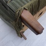 1960s, Danish 3-seater sofa, original green furniture velour, oak wood.