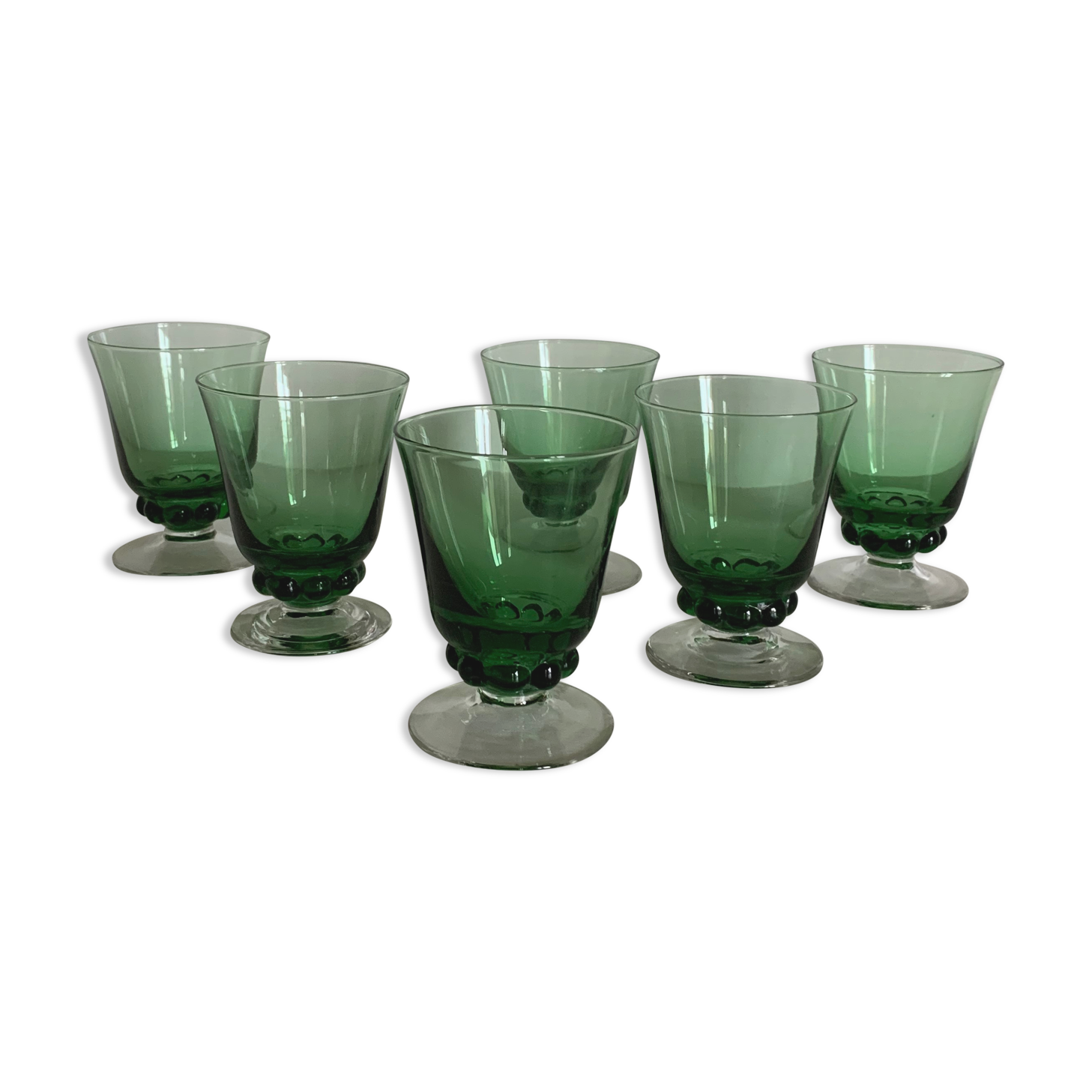 6 colored art deco glasses