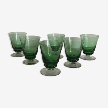 6 colored art deco glasses