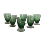 6 colored art deco glasses