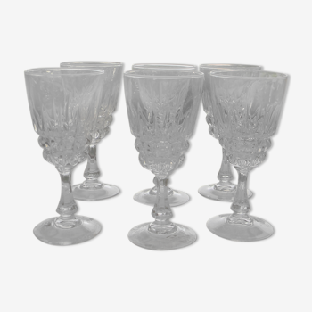 Set of 6 crystal wine glasses of arques 12 cl pompadour model