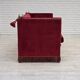 1970s, Danish 3-seater drop arm "Spanish" sofa, red furniture velour.