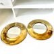 Round mirrors strapping in vintage gilded brass