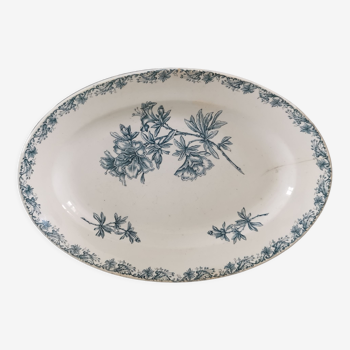 Old oval ceramic dish from Sarreguemines model Flora