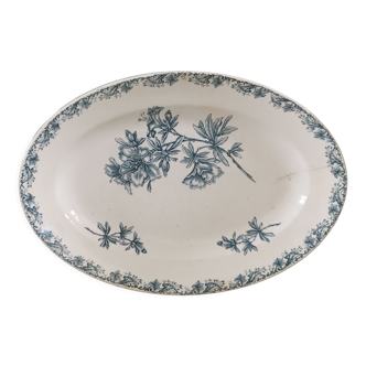 Old oval ceramic dish from Sarreguemines model Flora