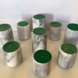 Nine marble candlesticks