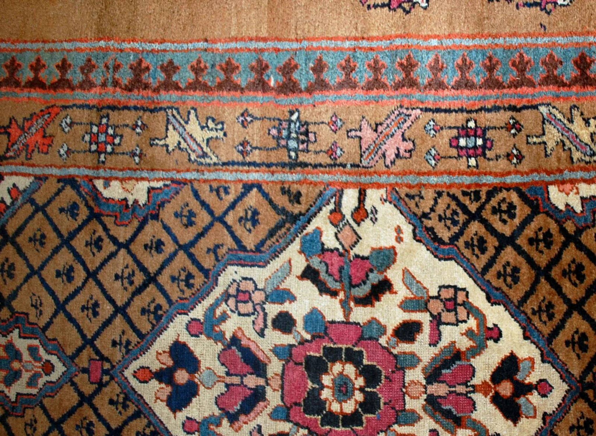Handmade antique Persian camel hair runner 4' x 15.2' (122cm x 463cm) 1880s - 1B556