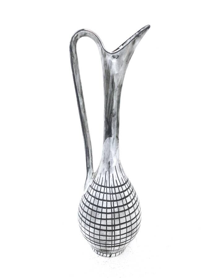 Vintage grey ceramic soliflore, 1970.