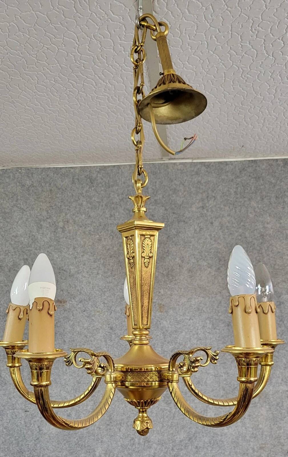 Lustre Style Empire en bronze a patine dorée