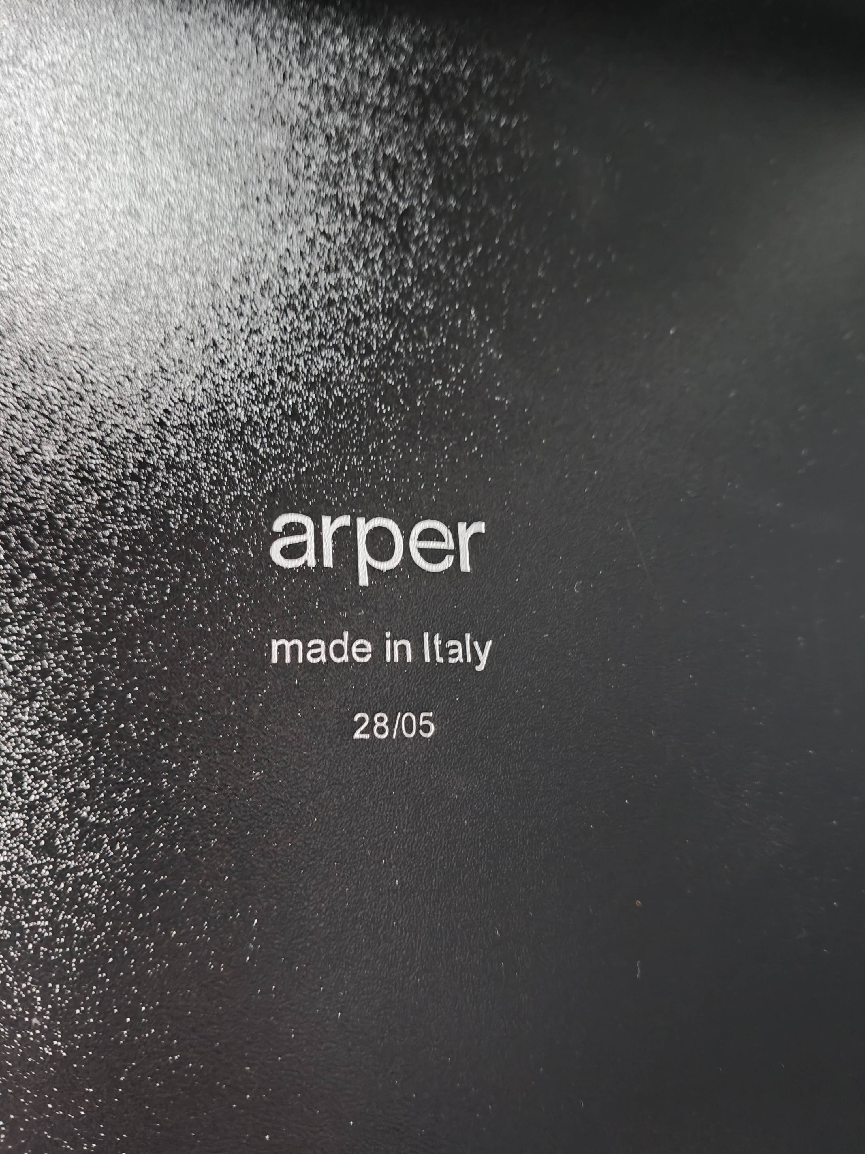 Pair of brown leather armchairs by Arper italy, 1980s