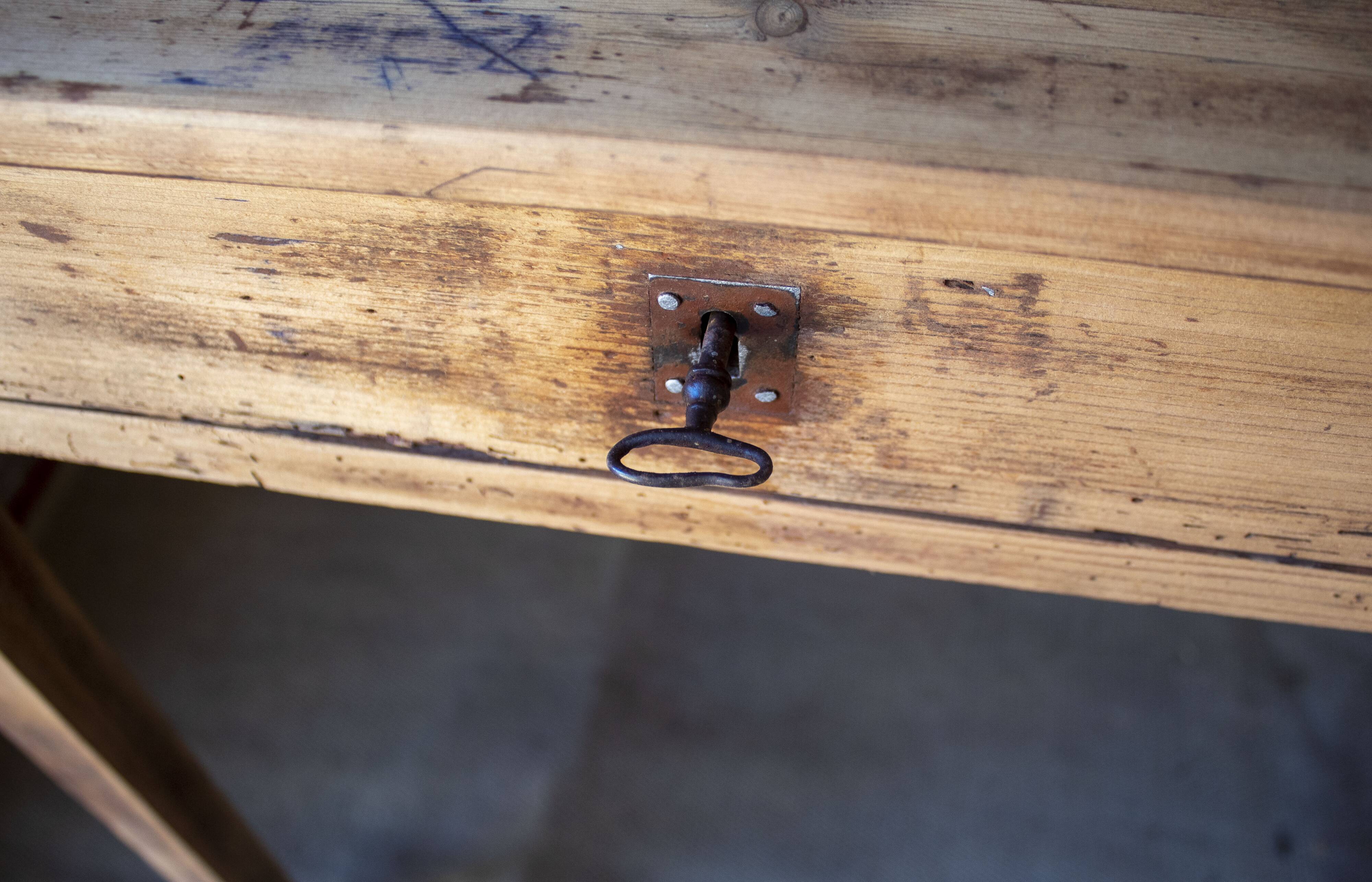 Small vintage desk made of solid wood.