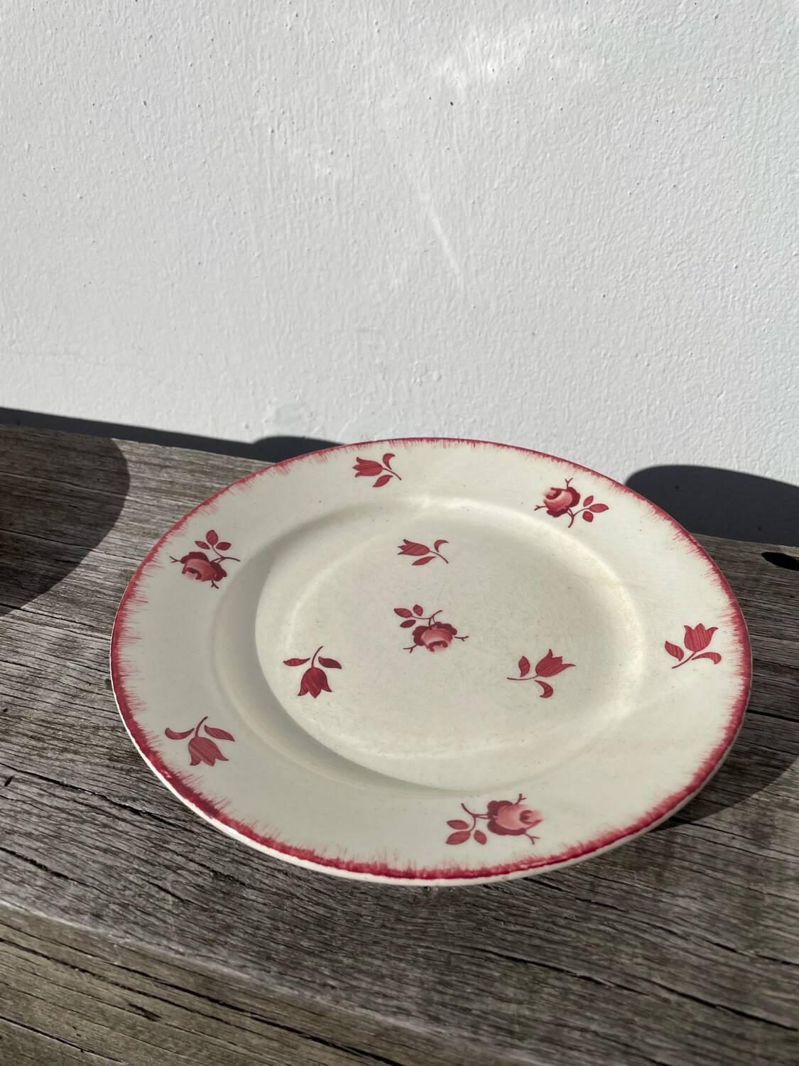 4 old Luneville flower plates