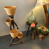 Vintage bamboo and rattan plant holder