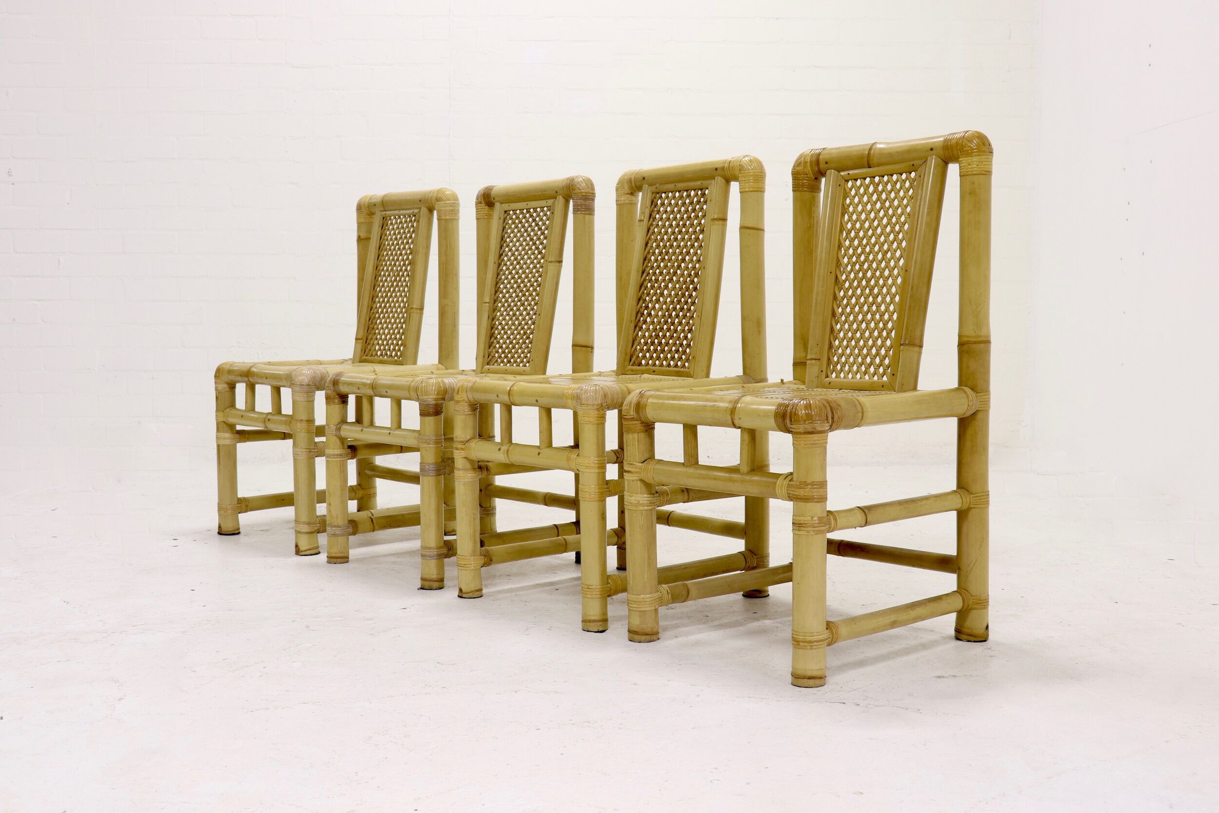 Bamboo dining chairs in tropicalist style 1970
