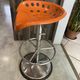 Orange tractor stool, pivoting adjustable mower, Fermigier Mirima 70.