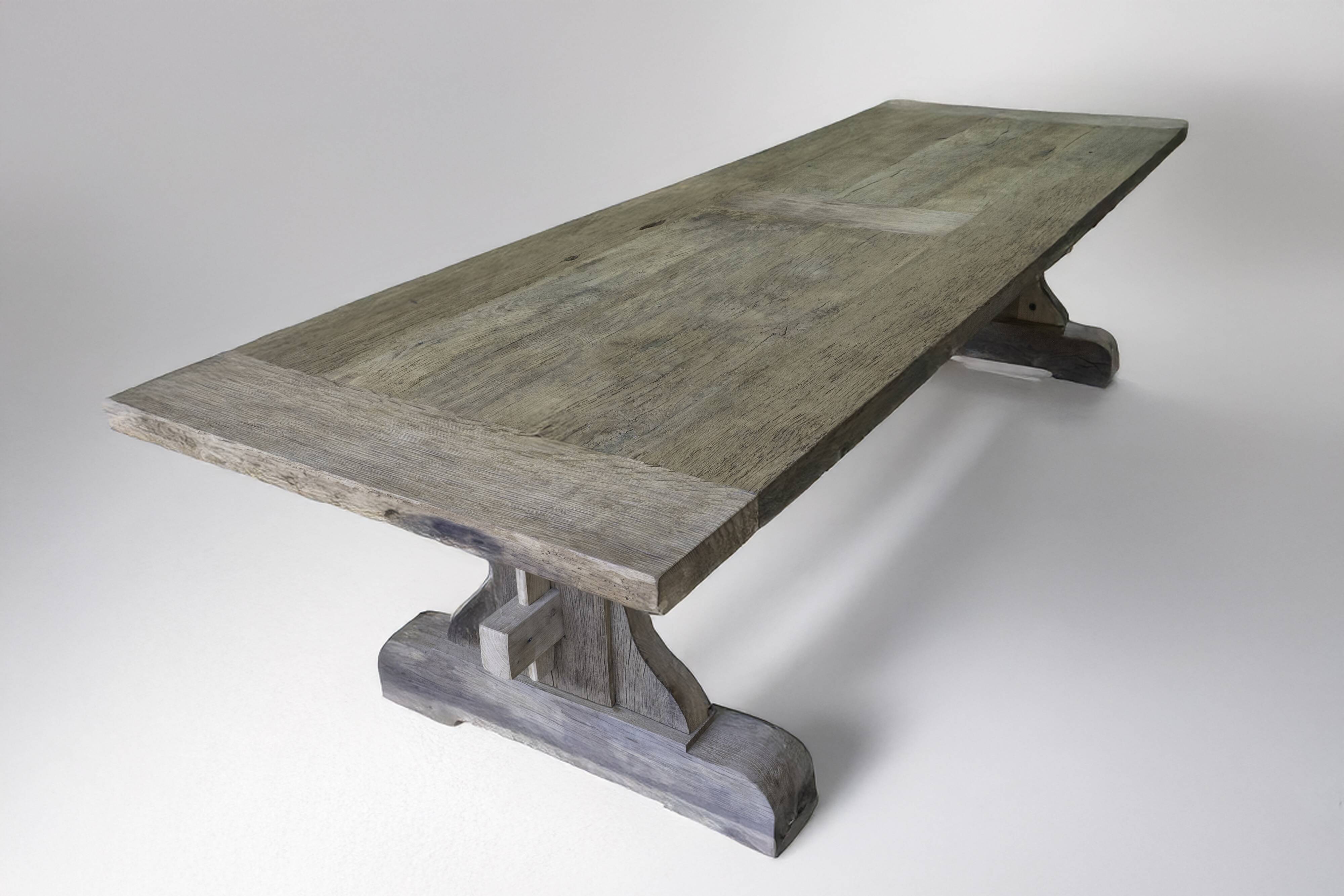 Grande table à manger en chêne massif récupéré, 280 × 100 × 75 cm