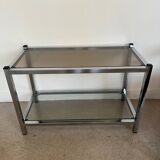 Vintage glass and chrome console coffee table