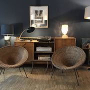 Mid-Century Italian Sunflower Wicker Chairs, Set of 2